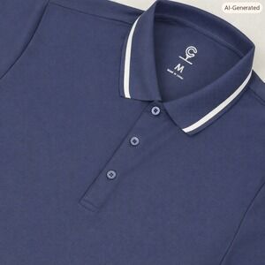 Caddy Cart Mens Polo Shirt Navy Blue Breathable Light Performance Golf UPF 50+ M